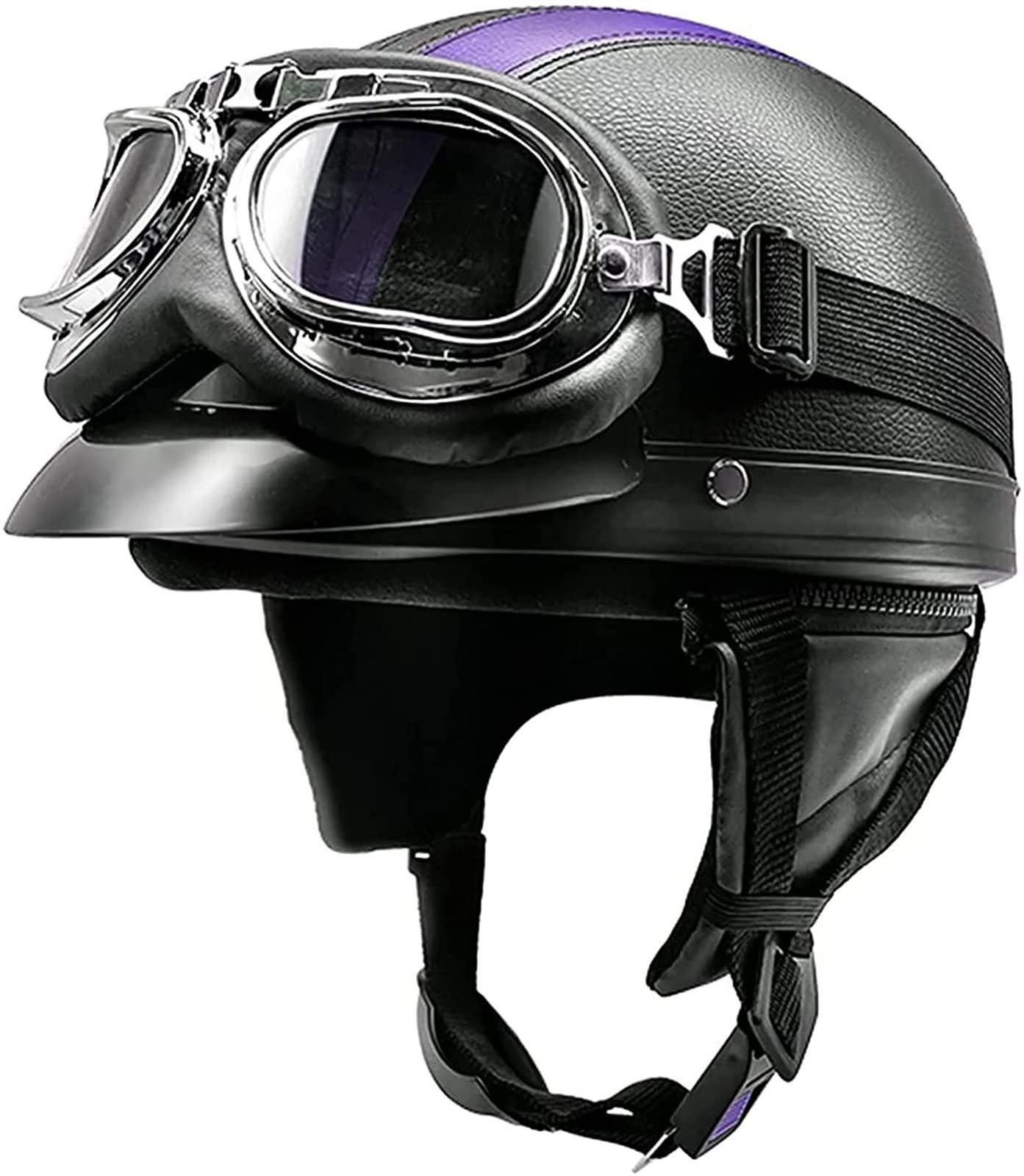 Motorrad-Jet-Helm, Vintage, ECE/DOT-zugelassen, Offener Motorradhelm Mit Schutzbrille For Roller, Chopper, Motorradhelm, Herren Und Damen, Retro-Pilotenhelme, Sommer-Halbhelm (Color : 3, Size : 54-6