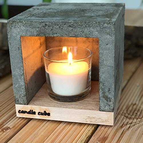 candle cube© Kleiner Teelicht Tisch-Kamin Ofen Stövchen Kerzen-Heizung Teelichtofen Heizwürfel mit Duftkerze Soft Cotton