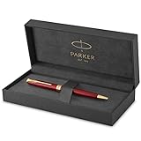 Parker Sonnet Kugelschreiber | Rote Lackierung mit Goldzierteilen | Mittlere Spitze | schwarze Tinte | Geschenkbox