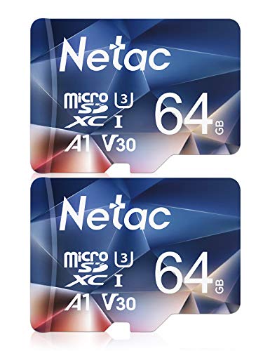 Netac Micro-SD-Karte, 64 GB, 2 Stück, MicroSDHC-Karte, 64 GB, MicroSDXC-Speicherkarte – UHS-I, 100 MB/s, 667X, U3, C10, V30, EXFAT TF-Karte, Micro-SD-Karte
