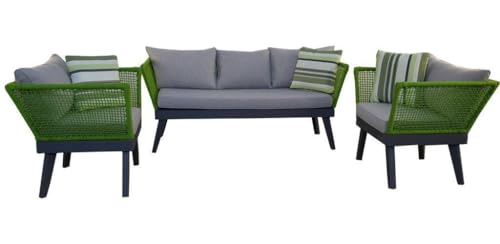 DEKO VERTRIEB BAYERN Luxus Gartenset Lounge Möbel Set grün Skandinavisches Design Gartenmöbel inkl. Spedition