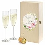 FORYOU24 2 Leonardo Sektgläser mit Geschenkbox und Gravur Paar Hochzeit Geschenkidee Sektglas-Set