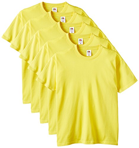 Fruit of the Loom Herren Regular Fit T-Shirt Heavy Cotton Tee Shirt 5 pack, Gelb (Yellow), XL