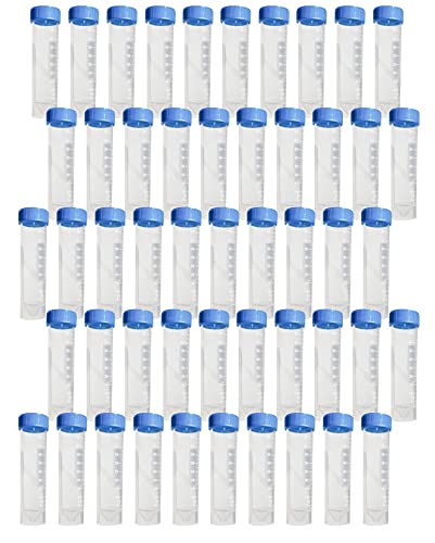 ZHIBANG 50 ml Kunststoff-Zentrifugenröhrchen mit Schraubverschluss, selbststehend, 50 Stück (blaue Kappe)