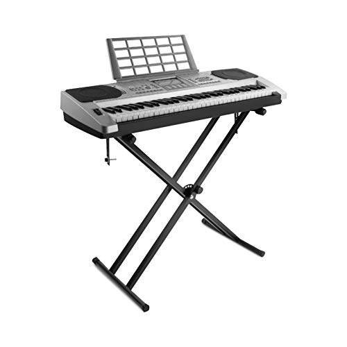 Ejoyous 43 x 95 cm elektronischer Klavierständer, tragbar, Keyboard-Ständer mit Doppelkreuz im X-Style mit verstellbarer Höhe mit 7 Geschwindigkeitsstufen, Schwarz