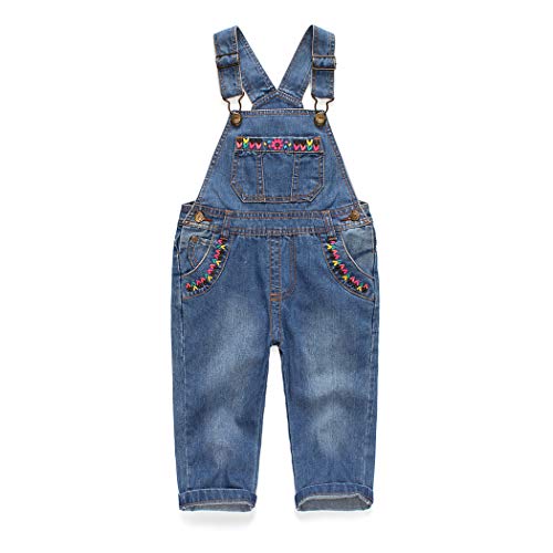 KIDSCOOL SPACE Jeans-Latzhose für Babys & kleine Mädchen,Jean Workwear Latzhose,Hellblau,6-12 Monate