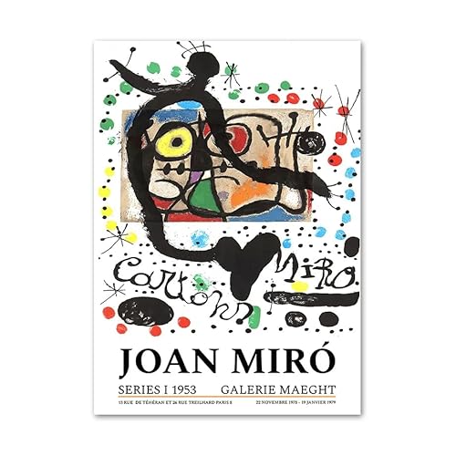 Joan Miró Minimalistische Poster und Drucke Abstrakte Wandkunst Farbblock Leinwand Gemälde Ausstellungsbilder für Wohnzimmer Dekor 50x70cmx1 Kein Rahmen