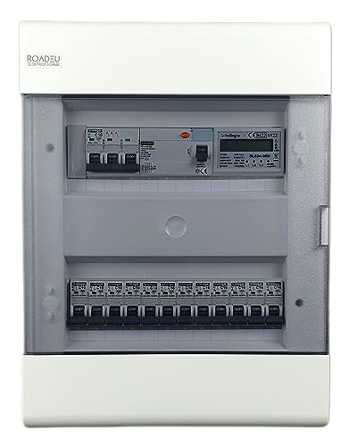 RoadEu - Leitungsschutzschalter Komplett mit Zähler - Fi Schutzschalter 40A 4P type A/AC, C 16A, C 10A Sicherungsautomat - Aufputz Verteilerkasten Sicherungskasten mit Stromzähler