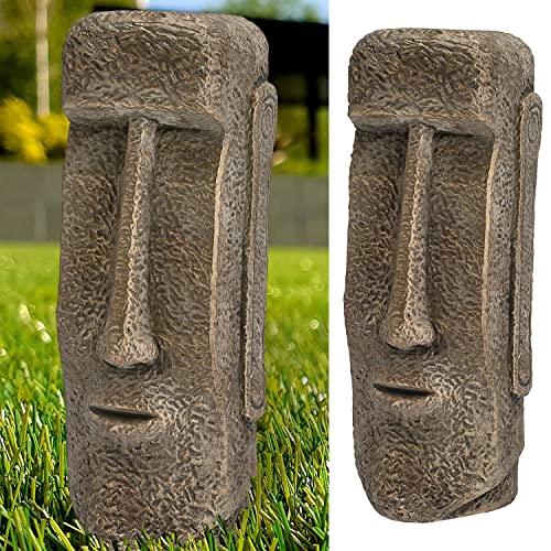Cepewa Moai Kopf Gartenfigur | Terracotta 16x40,5cm Gold | Büste Skulptur Steinstatue Osterinsel-Design (1 x Moai Kopf Gold H41cm)