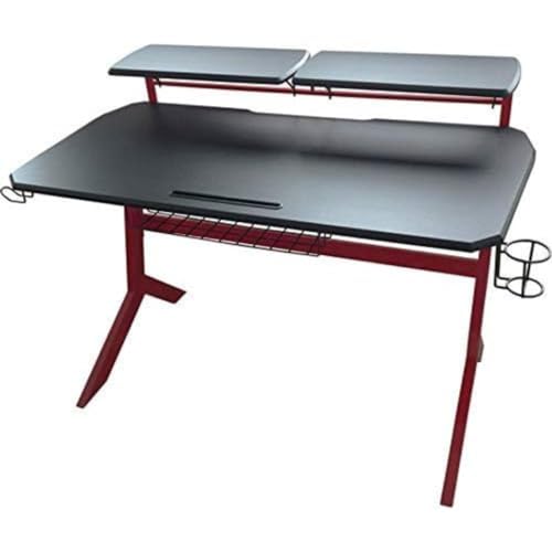 Gaming Desk LC-POWER Black/RED Carbon Metal Frame RED, 92,5 x 130 x 70,