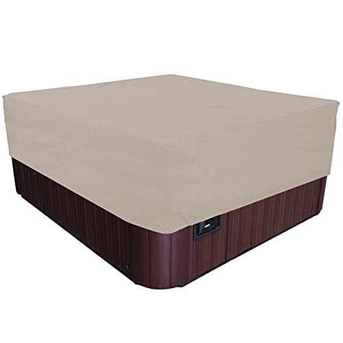 AMGJ Outdoor Whirlpool Abdeckung Platz Garten Spa Hot Tub Pool Abdeckung 190T Polyester Stoff Schwimmbadabdeckung mit Aufbewahrungstasche,Beige,220x220x90cm