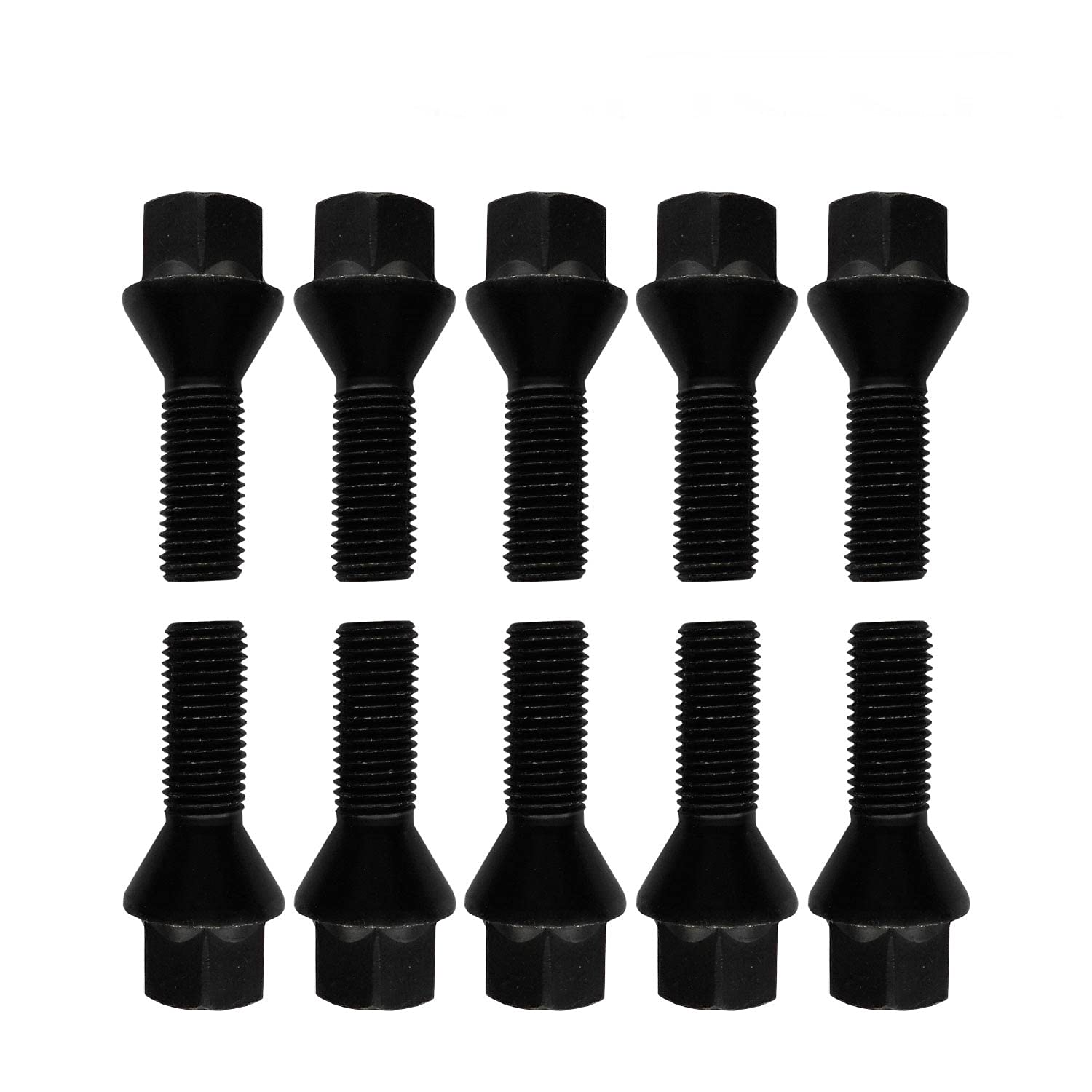 10 Radschrauben Radbolzen schwarz Kegelbund M12x1,5 45mm