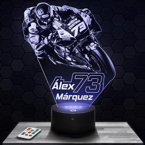Nachttischlampe, Touch-Nachtlicht Moto GP Álex Márquez 3D-LED-Lampe Illusion, Geschenkidee Weihnachten Geburtstag Junge und Mädchen Nachttischlampe Kinder- oder Erwachsenenzimmer