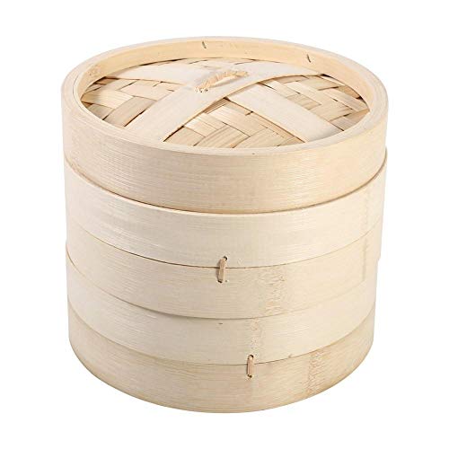 4 Größen 2 Ebenen New Chinese Bamboo Basket Naturreis Kochen Food Cooker Dampfer Mit Deckel(18cm)
