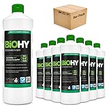 BIOHY Bodenreiniger (9 x 1 Liter Flasche) | Konzentrat für alle Reinigungsgeräte und alle Hartböden | Angenehmer Geruch und streifenfreie Reinigung