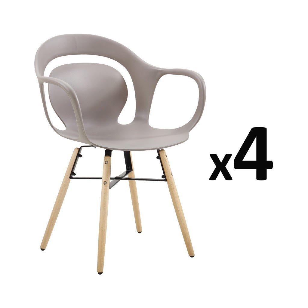 ZONS Impossible Stuhl, Esszimmerstuhl mit Sitzfläche, Weiß, Taupe, 4
