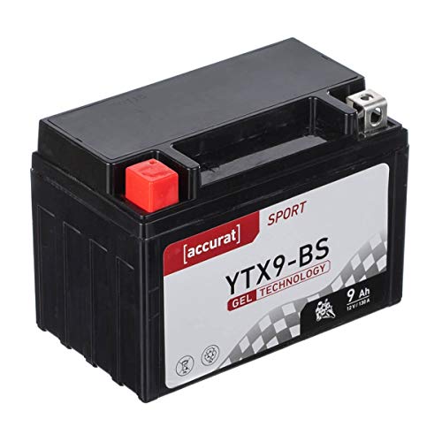 Accurat Motorradbatterie YTX9-BS 9Ah 130A 12V Gel Technologie Starterbatterie in Erstausrüsterqualität zyklenfest sicher lagerfähig wartungsfrei