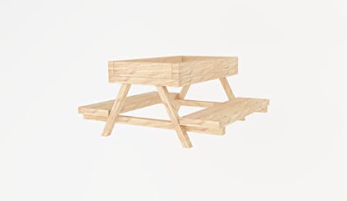 Generiq Hühnerheu-Futterspender Standard Park Picknick Tisch Design Holz Kleintier Buffet