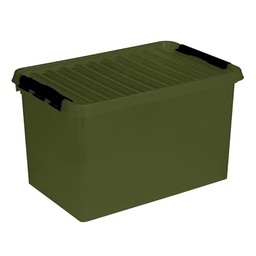 Sunware 3 Stück Q-Line Aufbewahrungsbox 62 Liter - 60x40x34cm - grün/schwarz