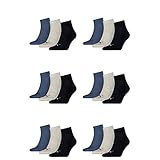 PUMA 18 Paar Unisex Quarter Socken Sneaker Gr. 35-49 für Damen Herren Füßlinge, Farbe:532 - navy/grey/nightshadow b, Socken & Strümpfe:43-46