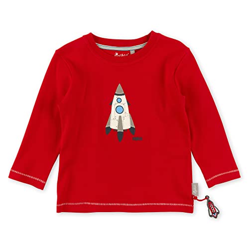 Sigikid Jungen Mini Langarmshirt aus Bio-Baumwolle T-Shirt, rot/Rakete, 128