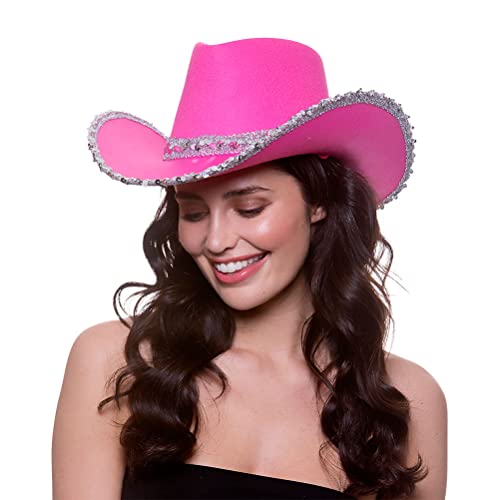 Wicked Costumes Texanischer Cowboy-Hut für Erwachsene, Kostüm- und Partyzubehör, Hot Pink, Pailletten