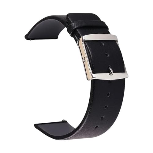 BOLEXA uhr Lederarmband Ultradünnes Leder-Uhrenarmband, 14–24 mm, Schnellverschluss-Armband, Ersatz, universelle Uhrenarmbänder for Herren und Damen (Color : Plain black, Size : 16mm)