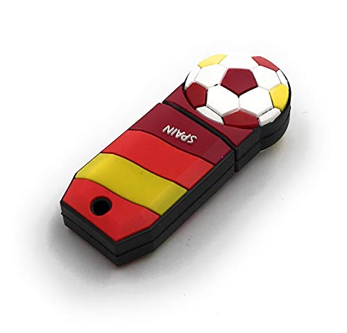 Onwomania Fussball Spain Flagge Sport Manschaft Anhänger Funny USB Stick 128 GB USB 3.0 Speicherstick USB-Datenträger