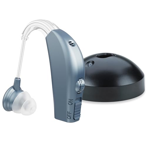 Medca Digitaler Verstärker, Hörverbesserung, Klangverstärker mit 500 Stunden verlängerter Akkulaufzeit, Blau, modern,