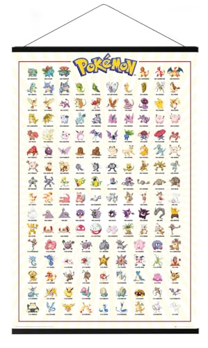 Pokemon - Poster (Kanto Region 001-151 verschiedene Pokemon) (Größe: 61 x 91,5cm) (Poster & Magnetische Posterleisten)
