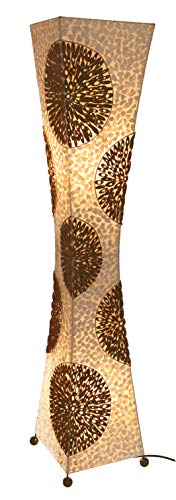 Guru-Shop Stehlampe/Stehleuchte, in Bali Handgemacht aus Naturmaterial, Capiz/Perlmutt - Modell Mambo, Fiberglas, 110x24x24 cm, Stehleuchten aus Naturmaterialien