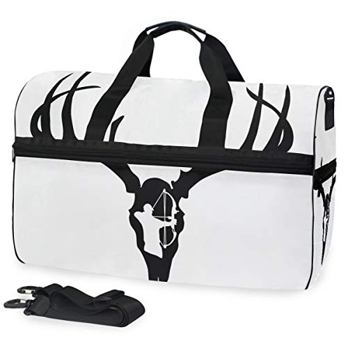 FANTAZIO Geweih und Bogenschießen Mann Sporttasche Packable Reisetasche Reisetasche Reisetasche Leicht, wasserabweisend reißfest