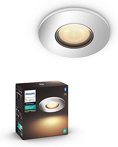 Philips Hue White Amb. Adore LED-Einbauspot Adore, Bad-Beleuchtung, silber, rund, dimmbar, alle Weißschattierungen, steuerbar via App, kompatibel mit Amazon Alexa (Echo, Echo Dot)