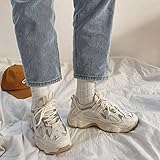 Frauen Sneaker Fashion Mesh Chunky Sneakers Freizeitschuhe Herbst Reflektieren Bequeme Dicke einzige weiße Vater Flats Plattform Schuhe-Beige,39
