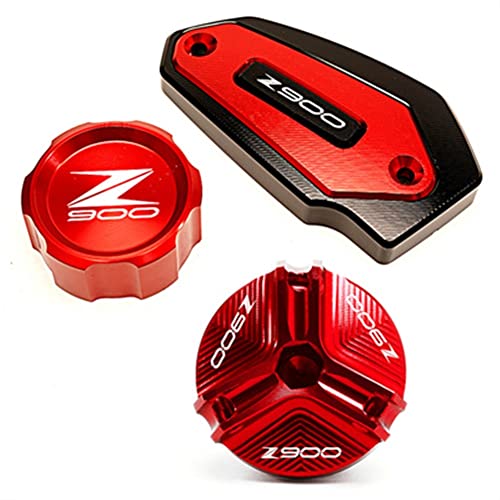 Yskmmr Für Kawasaki Z900 Z 900 Z900 2017-2021 Motorradzubehör CNC Bremsflüssigkeitsdeckel Hinten Vorne Hauptbremszylinderdeckel Brems Flüssigkeit Cap (Color : FBCE Red)