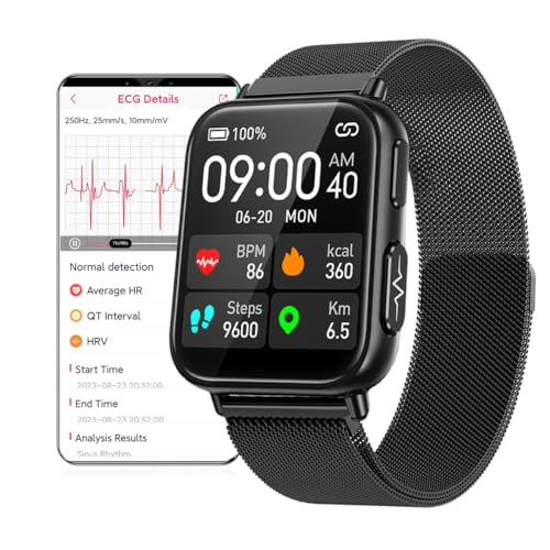 DigiKuber Smartwatch EKG Herren, 1,91 Zoll wasserdichte Damen Smart Watch mit Herzfrequenz SPO2 Schrittzähler Schlafmonitor für Android iOS