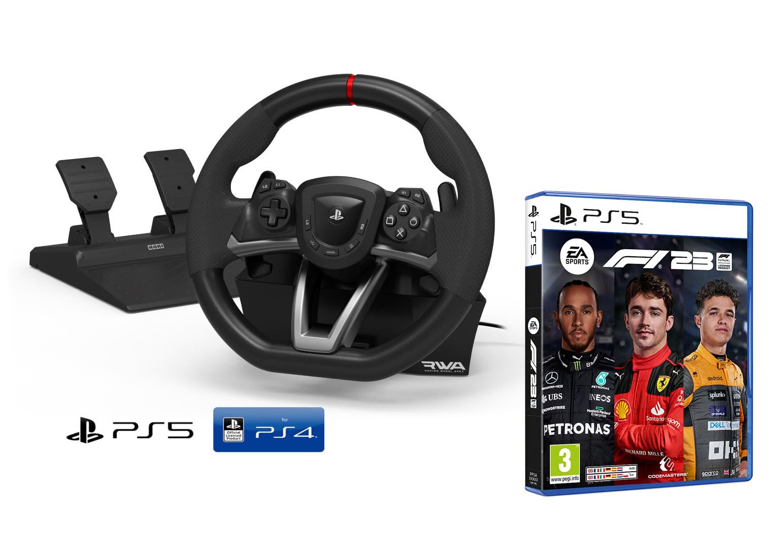 PS5 Lenkrad und Pedale Sony Playstation Orig. lizensiert F1 2023 PS5/PC [Neues Modell kompatibel mit PS5] + F1 2023 Formula 1 2023 [PS5]