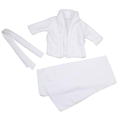 Zerodis Baby Bademantel Handtuch Set Weiß Weiche Baumwolle Fotografie Requisiten Kostüm Kinder Bad Swaddle Shooting Foto Kleidung Zubehör(3-6 Monate)