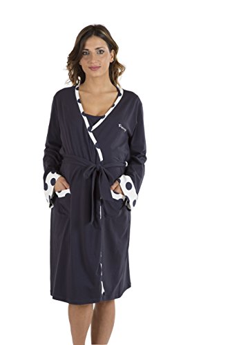 Premamy - Bademantel für Mutterschaft, offene Front Kleid, Zwei-Wege-Stretch-Baumwolle, prä-Post-Partum - Blau - VI (XL)