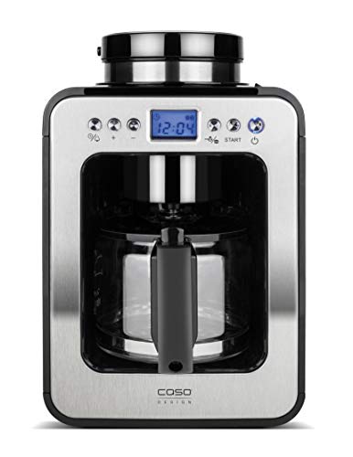 CASO Coffee Compact electronic - Design- Kaffeemaschine mit Mahlwerk, 4 Tassen Kaffee, auch vorgemahlenes Kaffeepulver geeignet, Brüh- & Mahlwerk entnehmbar, LCD-Display, Timer, Warmhaltefunktion
