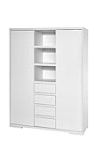 Schardt Kinder Kleiderschrank MAXX-inkl. 2 Türen und Mittelregal, weiß, 191x139x53cm (HxBxT)