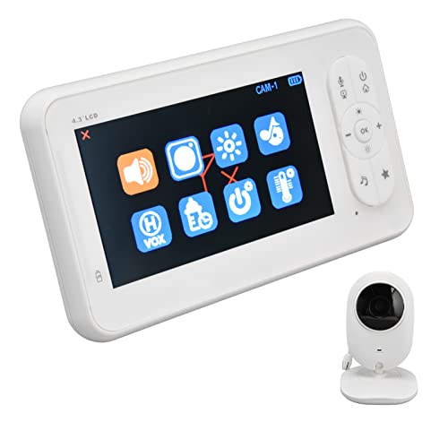 Fishawk Babyphone, 4,3-Zoll-Display-Video-Babyphone mit Kamera, Infrarot-Nachtsicht-Überwachungskamera mit Temperatur-Sound-Monitor, Zwei-Wege-Audio-Gespräch, 100 M Übertragungsreichweite(EU)