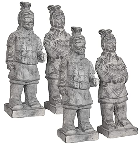 Trendyshop365 XL Chinesischer Terrakotta Krieger 50cm Gartendeko Statue (stehend - 4 Stück, jedes Design 2X)