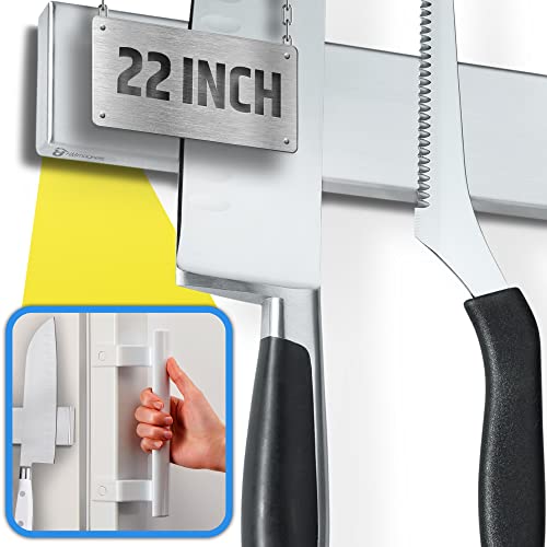 Magnetischer Messerhalter für den Kühlschrank mit Anti-Rutsch-Upgrade – 55,9 cm professioneller doppelseitiger Messerstreifen für Kühlschrank – Messerständer/Messerstange mit starker Zugkraft