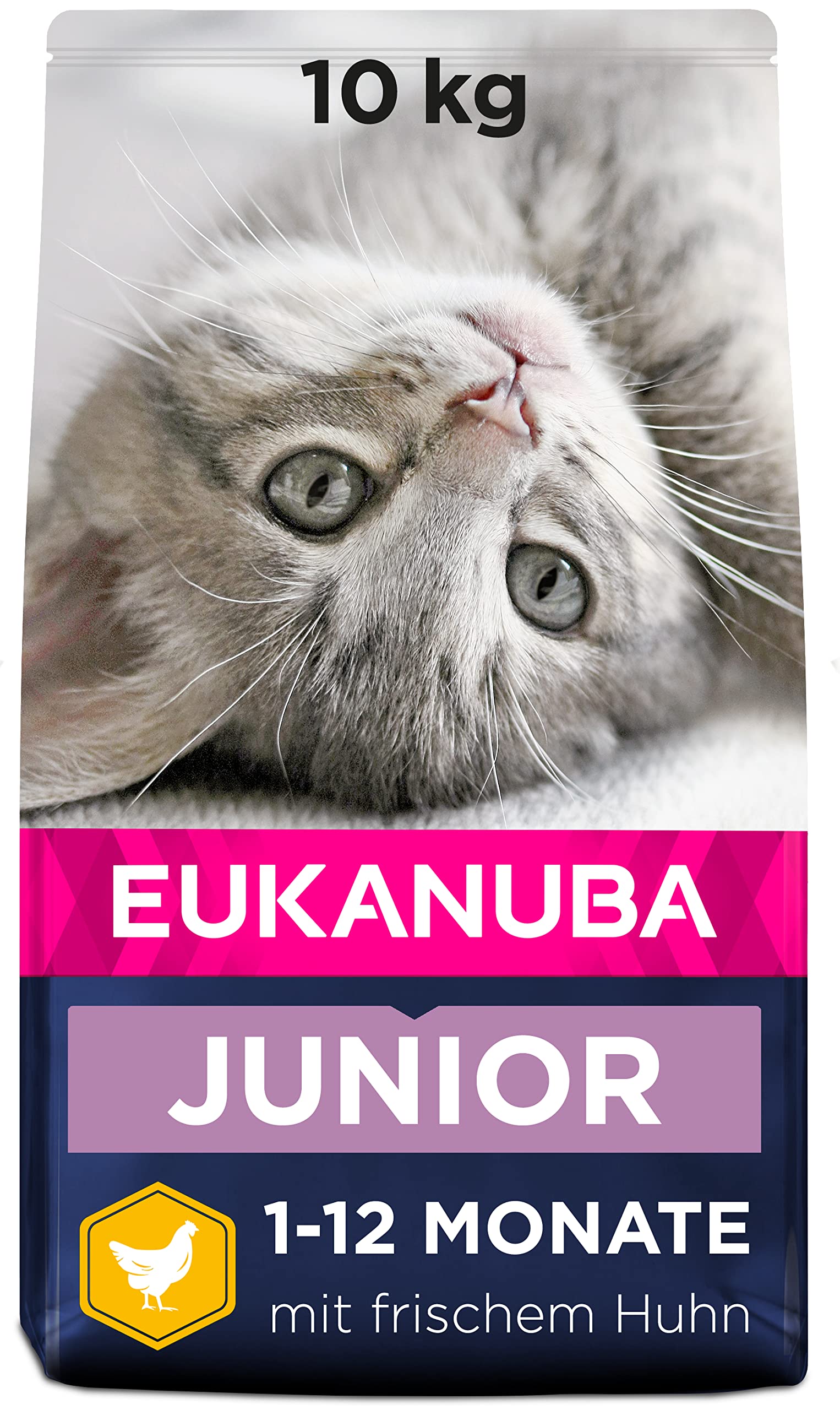 Eukanuba Junior Katzenfutter trocken - Premium Trockenfutter für Kitten von 1-12 Monate, fördert gesundes Wachstum, hoher Fleischanteil, 10 kg