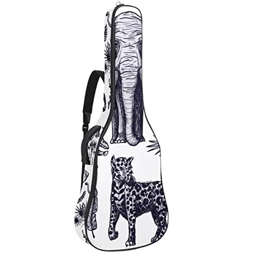 Gitarrentasche Elefant Leopard Löwe Gig Bag Für Akustische Klassische Elektrische 40 41 Zoll Gitarre Tasche Wasserdichte Guitar Bag