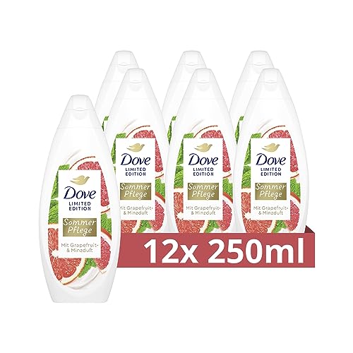 Dove Limited Edition Duschgel Revitalisierende Sommerpflege mit Grapefruit und Minzduft Duschbad für trockene Haut 250 ml 12 Stück