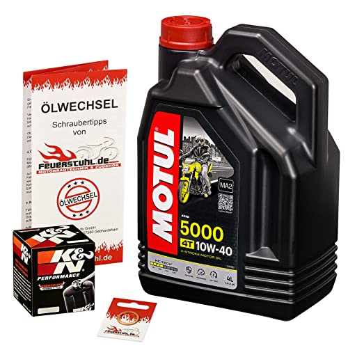 Motul 10W-40 Öl + K&N Ölfilter für Suzuki GSXR 1000 /Z, 01-15, BL BZ B6 CL CY - Ölwechselset inkl. Motoröl, Filter, Dichtring