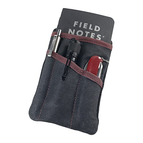 Hide & Drink, Multi-Tool Pocket Pouch, Compact Multipurpose EDC-Zippered Bag, Mini Camping Tool Case, Waxed Canvas, Knife Holster, Handmade Slim Organizer, Charcoal Black/Sangria