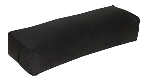 Yogabox Yoga Bolster Rechteckig, Waschbarer Bezug aus 100% Baumwolle, Yogarolle eckig mit Bio-Dinkelspeltzfüllung, Yogakissen groß für Restoratives Yoga, Maße: ca. 60 x 20 x 14 cm, schwarz